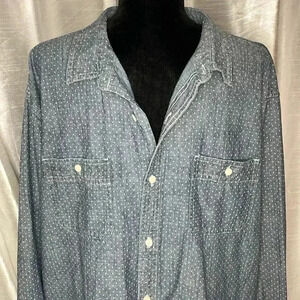 Falls Creek Men’s XXLT Polka Dot Blue Button Down Shirt